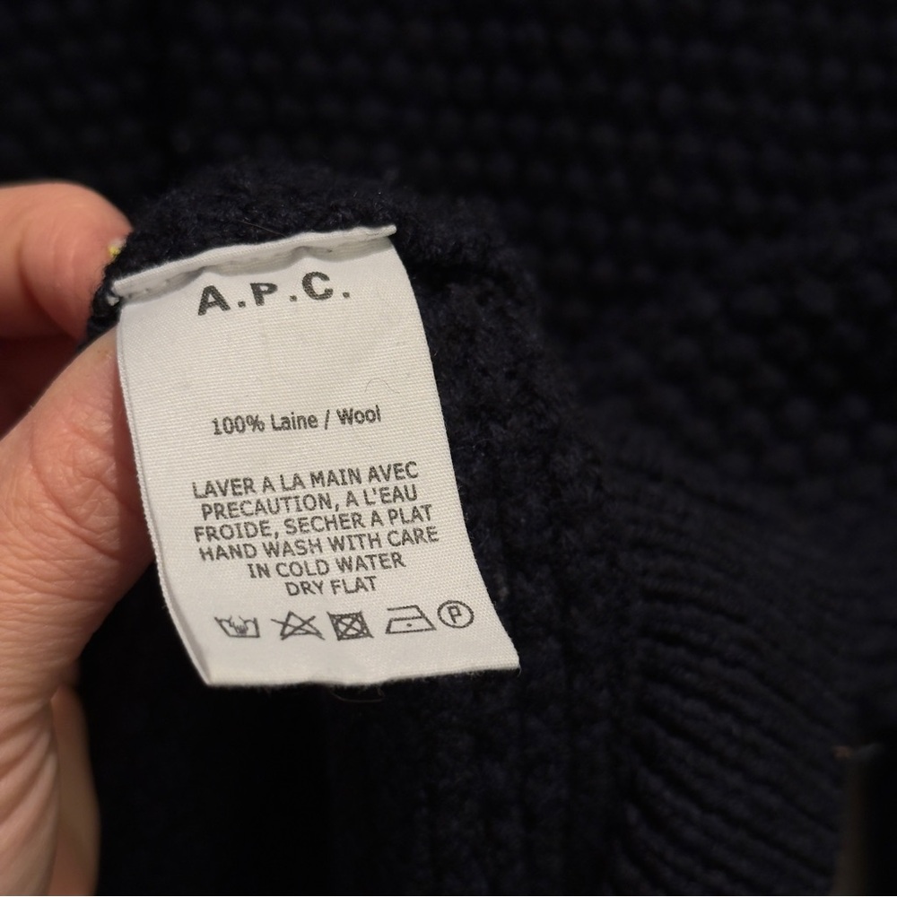 A.P.C. Heather Navy Blue Shawl Collar Cardigan Buttons Size XL Men’s - Picture 10 of 12